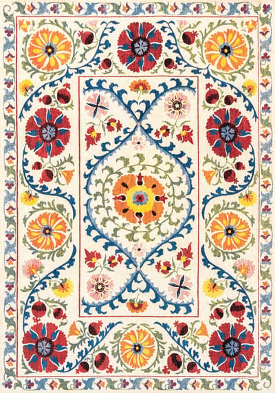 Wasbaar Binnen & Buiten Vloerkleed - 140 x 200 cm - Louis De Poortere Suzani Origine - Laagpolig Tapijt - Gerecycled PET - Made in Belgium - Circulair