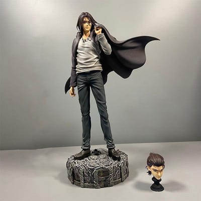 30cm L'Attaque des Titans Gk Chikara Eren Jaeger Statue à Double Tête Figurine d'Action en PVC Figurine Anime Modèle Jouets Collection Poupée Cadeau gray