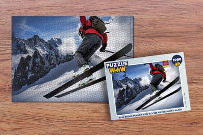 Puzzel Een skiër maakt een bocht op de Mont Blanc - Legpuzzel - Puzzel 1000 stukjes volwassenen