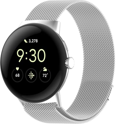 Stravo Milanees bandje – Luxe Milanese Horlogebandje – Geschikt voor Google Pixel Watch 4 / Pixel Watch 3 / Pixel Watch 2 / Pixel Watch 1 – 41mm – Magnetisch & Verstelbaar – Zilver