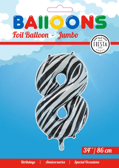 Folieballon 34" nmr. 8 - Zebra