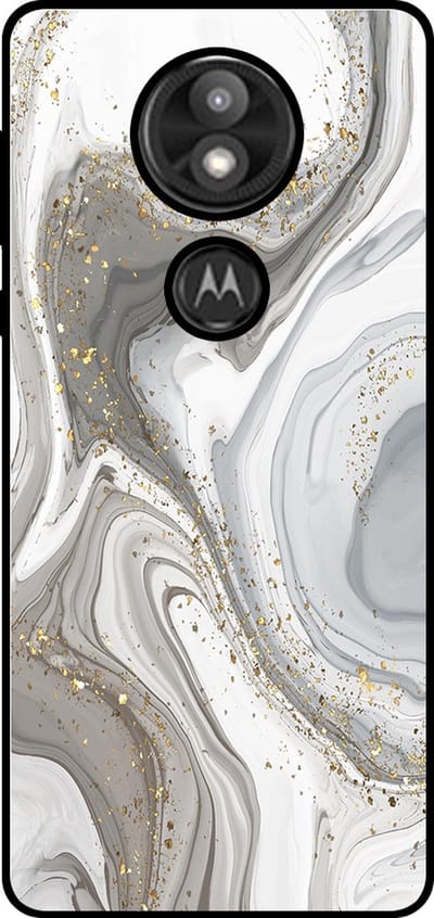 Smartphonica Telefoonhoesje Geschikt voor Motorola Moto E5 Plus met marmer opdruk - TPU backcover case marble design - Zilver geschikt voor Motorola Moto E5 Plus