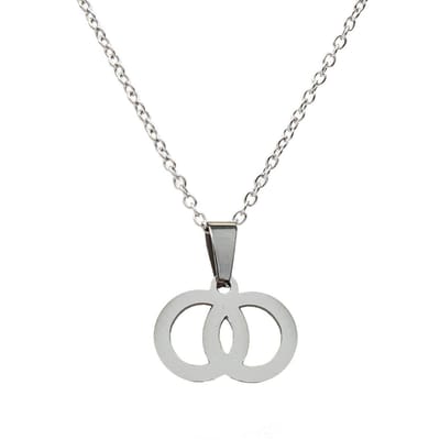 Fako Bijoux® - Ketting - Stainless Steel - Cirkel Duo - Zilverkleurig