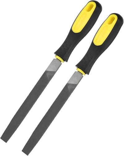 Dailygoods - M METERXITY 2-pack platte metalen vijl 15,5 cm, koolstofstalen vijl diamantvijl W PVC handgreep voor hout/metaal/keramiek/glas/steen/sieraden/tegels/model/doe-het-zelf/slijpvijl