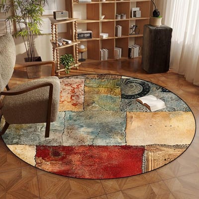 Retro Perzische Ronde Vloerkleden voor Slaapkamer Studeerkamer Stoelmat Woonkamer Decoratie Grote Vloerkleden Antislip Entree Deurmat Wasbaar 60*60cm