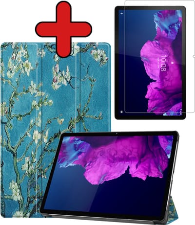 Hoesje - Geschikt voor Lenovo Tab P11 Plus - Met Screenprotector - Hardcover Book Case - Trifold Bookcase Hoes - Hard Cover - Tablethoes - Bloesem