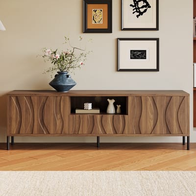 PHOEBE CAT TV-kast - Halmeubel - Houtnerfafwerking - 160 x 35 x 46 cm - Bruin