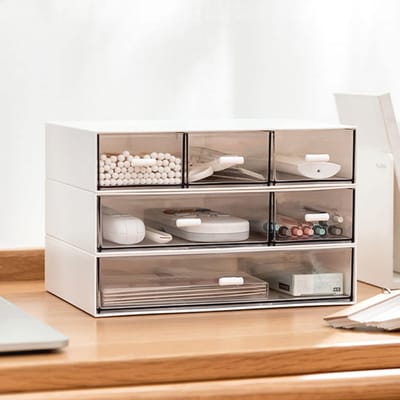3 Laags Stapelbare Bureau Organizer met 6 Compartimenten voor Thuis en Kantoor