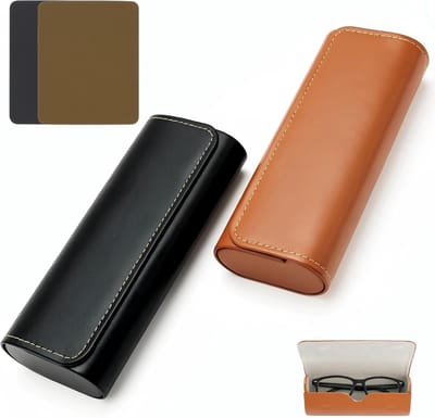 Set van 2 PU-leren brillenkokers met magnetische sluiting - Harde etui voor zonnebrillen en brillen, draagbare bescherming voor dames en heren