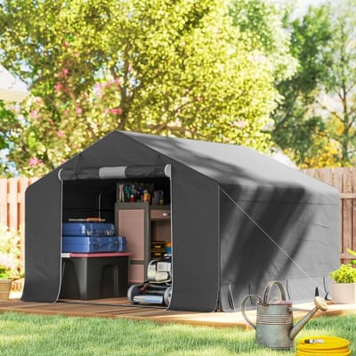 MODFU - Draagbare Opbergtent - Versterkte Constructie En Ventilatie - Voor Tuinopslag - Donkergrijs - 3 X 3 M