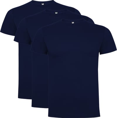 3 Pack Roly Dogo Premium Heren T-Shirt 100% katoen Ronde hals Donker Blauw Maat S