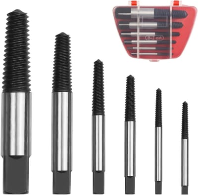 6 Stuks Schroeftrekker Set met Doos, Inclusief 6 Maten, Ideaal voor Vastgeroeste en Beschadigde Schroeven