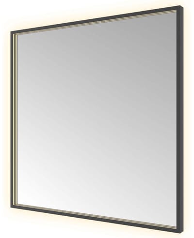 Hotbath &More SQU80 Square spiegel 80x80cm met verlichting, spiegelverwarming, kleurwissel, dimbaar en afstandsbediening geborsteld zwart PVD