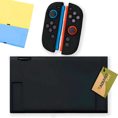 Radiant Play - Nintendo Switch 2 Hoesje - 3-delig Siliconen Beschermhoes / Back Cover Case - Zwart