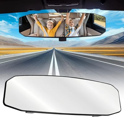 Blendvrije Achteruitkijkspiegel met Brede Hoek en 1300R Curved Panorama voor Auto's, Verstelbare Clip-on en Verwijderbaar Ontwerp