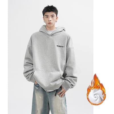 Pull à capuche à lettres imprimées pour homme, ample, gris, décontracté, pour couple, manteau à capuche d'automne et d'hiver. M gray