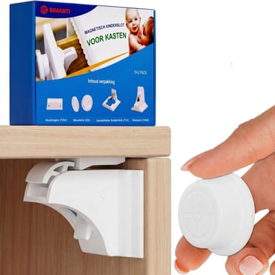 Simanti Magnetisch Kinderslot Kastjes – Onzichtbaar kinderslot - Kastbeveiliging Zonder Boren – Peuter proof – 10 Sloten en 2 Sleutels