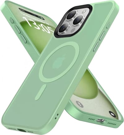Hoesje Geschikt voor Apple iPhone 15 Pro Max - Compatibel met MagSafe - Matte Beschermhoes - Back Cover met Magneet - Geschikt voor Draadloos Opladen met Magnetische Ring - Groen