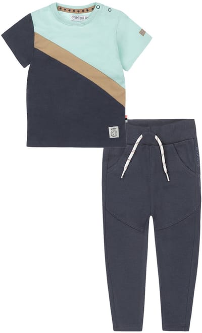 Dirkje - Kledingset - 2 delig - Joggingbroek navy - Shirt Mint green - Maat 86