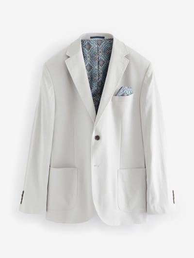 Next - Heren - Normale Pasvorm - Blazer van linnenmix - Grijs