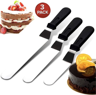 CHPN - Paletmessen - Glaceermessen - Paletmes | Glaceermes - Bakken - Koken - Keukentools Gebogen Spatel - 3-delig set
