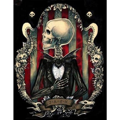 Diy 5D Mozaïek Kits Diamond Schilderen Kruissteek Jack Skull Man Volledige Ronde Diamant Borduurwerk 20X30CM gray