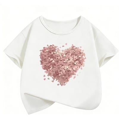 Zomer en Lente Casual Tops, Schattig Hart T-shirt, Modieus Korte Mouw voor Kinderen 150