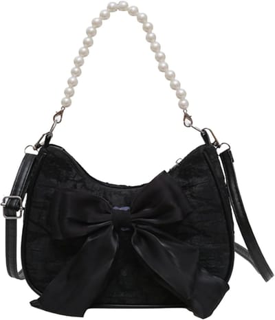 Vintage Schoudertas met Strik, Compacte Dameshandtas, Multifunctionele Crossbody Tas voor Vrouwen, Populaire Modehandtassen in Wit, Zwart en Roze