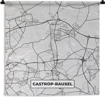 Wandkleed - Wanddoek - Kaart - Stadskaart - Duitsland - Castrop-Rauxel - Plattegrond - 180x180 cm - Wandtapijt