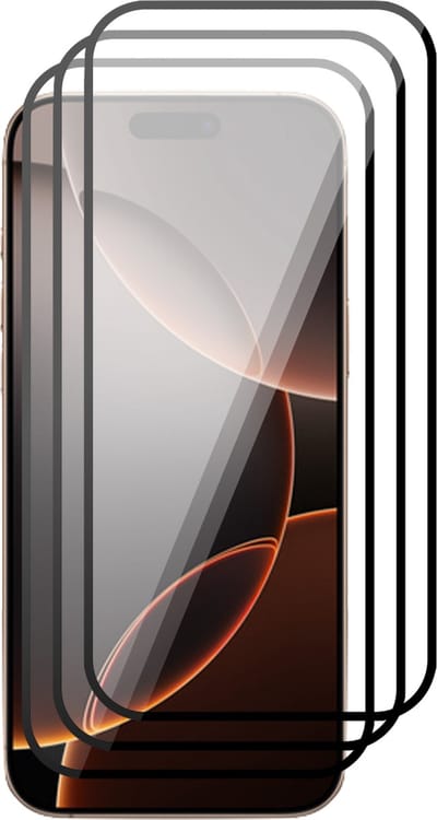 Screenprotector geschikt voor iPhone 16 Pro - 3x Volledig Dekkend Gehard Glazen Tempered Glass Krasbestendige Screen Protector