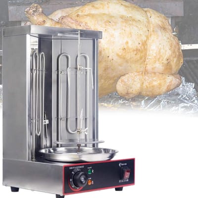 Verticale Grill - Roterende Oven - Gelijkmatig Grillen - Automatische Rotatie - 295x265x485mm - Zilver