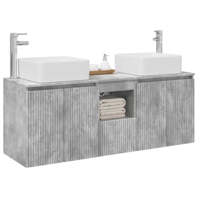 vidaXL - Badkamerkast - set - 3 - st - Betongrijs - 49,5 - x - 41 - x - 63 - cm - Bewerkt - hout