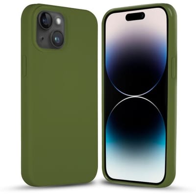 Coverzs Solid silicone case geschikt voor Apple iPhone 14 (legergroen) - iPhone 14 hoesje groen - iPhone 14 case geschikt voor Apple - Luxe siliconen hoesje met 3-laags bescherming
