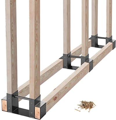 Houtopslag Rek met Verstelbare Beugels voor Open Haard - Grijs, Voor 2x4 Planken