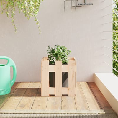 vidaXL - Plantenbak - met - hekontwerp - 30x30x30 - cm - massief - grenenhout