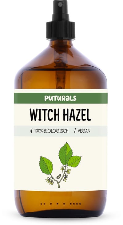 Puturals Witch Hazel 100% Biologisch - 1000ml - Hamameliswater of Toverhazelaar voor Huid en Gezicht - Zonder Alcohol - Puur en Vegan - Witch Hazel Spray in Bruine Glazen Fles + Verstuiver