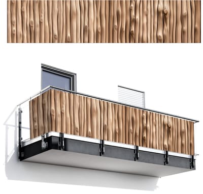 Balkonscherm 500x110 cm - Balkonposter Hout - Stam - Lichtbruin - Balkon scherm decoratie - Balkonschermen - Balkondoek zonnescherm