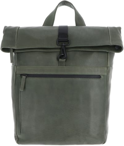 LEONHARD HEYDEN Leren laptop rugzak rugzak met laptopvak Den Haag Rucksack Rolltop 6758 Olive donkergroen