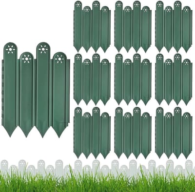Tuingrens 10 Stuks - Bloembed Afscheiding - Tuin Organiseren - Gereedschapsloze Plaatsing - 30x21cm - Groen