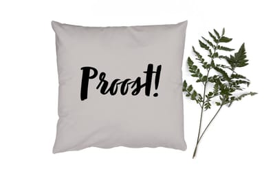 Sierkussens - Kussentjes Woonkamer - 50x50 cm - Quote - Proost! - Taupe
