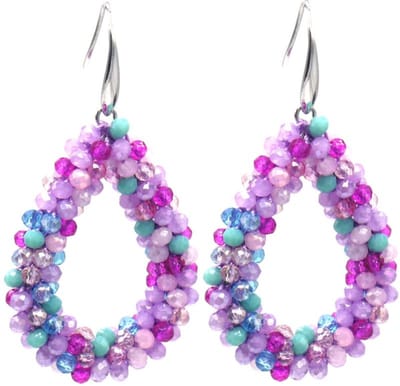 Oorbellen - oorhangers - druppel - zilverkleurig - multicolor - roze - paars - tijdloos - hip - cadeau - feest - chique -dames - vrouwen