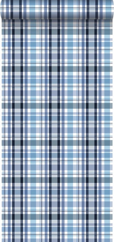 ESTAhome behang ruiten blauw - 53 cm x 10.05 m - 138820