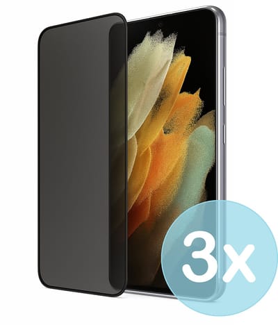 Privacy Screenprotector Geschikt voor Samsung Galaxy S21 Ultra – Anti-Gluren – Krasbestendig Gehard Glas 9H – Volledige Dekking – 3-Pack – FuturiQ