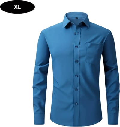 Bovista Overhemd Heren - Volwassenen - Lange Mouwen - Strijkvrij - Lange Mouw - Pauw Blauw - Maat XL