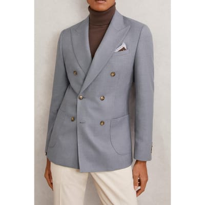 Reiss Db Peak Textured Blazer Airforce Blue Size: 42 | Blazers Outlet | Heren | Blauw