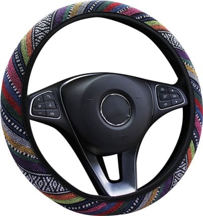 Stuurhoes Auto 37-38 cm - Geborduurd Patroon - Kleurvol - Kasey Products