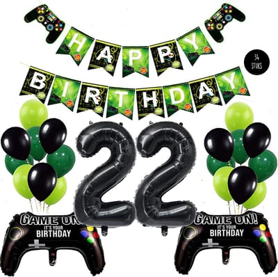 Snoes Mega Game Gamers Helium Verjaardags Ballonnen Feestdecoratie Black Cijfer Ballon nr 22