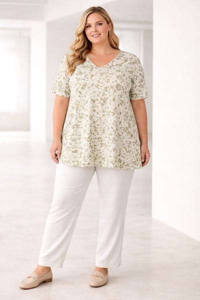 YEST CURVE Ankie Essential Tops - Pastel Green/Multi C - maat X-0(44)