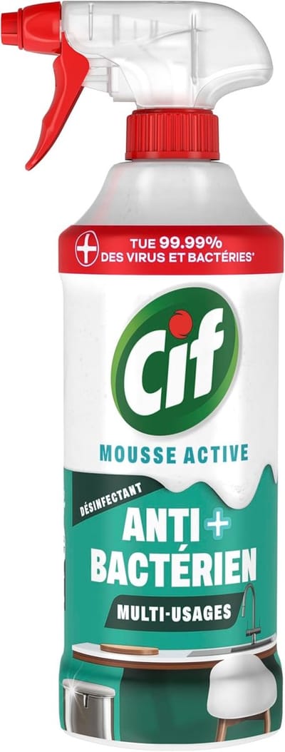 Cif - Multifunctionele Antibacteriële Actieve Schuimspray - 590 ml - Oppervlakte Desinfecterende Spray - Actieve Schuimtechnologie, Frisse Citrusgeur voor Reiniging van het Hele Huis, Reiniger voor Diverse Oppervlakten