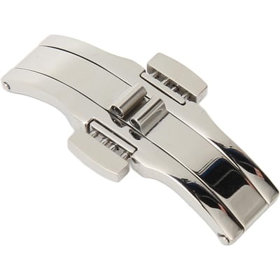 Boucle déployante de montre à double bouton, boucle de bracelet en acier inoxydable, accessoire de remplacement 5 X 21 white